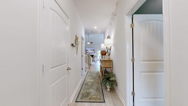 3632 Stormy Ln, Rockvale, TN 37153 - hallway with attic access, wood finished floors, and baseboards