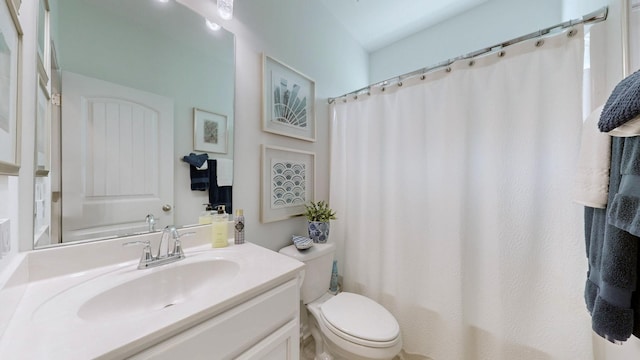 3632 Stormy Ln, Rockvale, TN 37153 - bathroom featuring vanity, toilet, and a shower with curtain