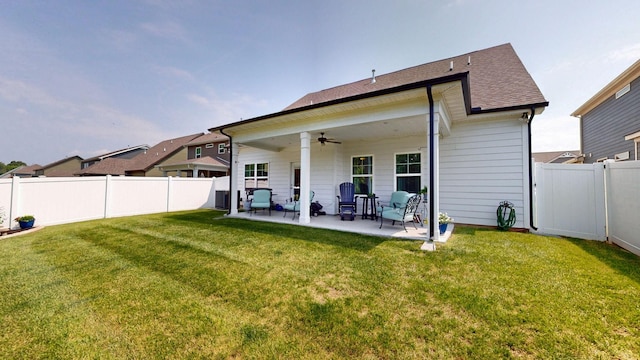 3632 Stormy Ln, Rockvale, TN 37153 - rear view of house featuring ceiling fan, a patio, and roof with shingles