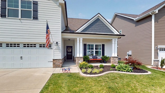 3632 Stormy Ln, Rockvale, TN 37153 - craftsman inspired home with covered porch, stone siding, and a garage