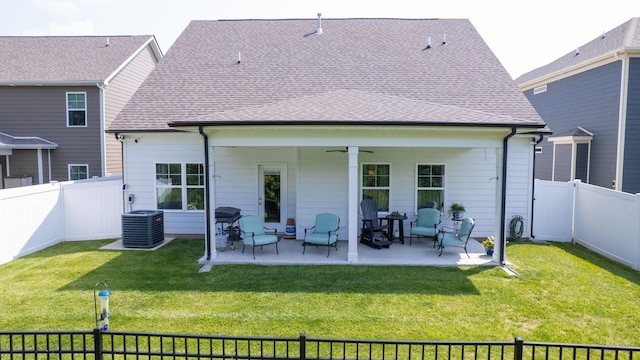 3632 Stormy Ln, Rockvale, TN 37153 - rear view of property with a patio area, ceiling fan, a shingled roof, and cooling unit