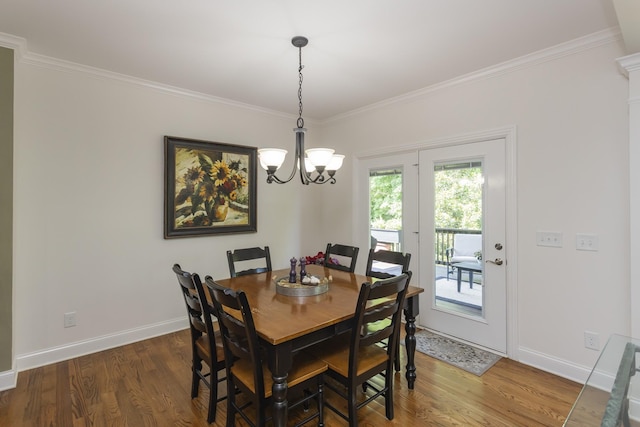 1414 Bernard Way, Franklin, TN 37067 - dining area featuring wood finished floors, ornamental molding, a chandelier, and baseboards