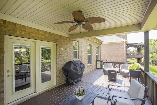 1414 Bernard Way, Franklin, TN 37067 - wooden deck featuring a ceiling fan and grilling area