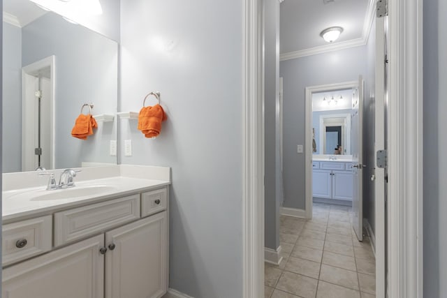 1414 Bernard Way, Franklin, TN 37067 - bathroom featuring ornamental molding, vanity, baseboards, and tile patterned floors