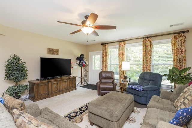 1414 Bernard Way, Franklin, TN 37067 - living room with a ceiling fan and light carpet