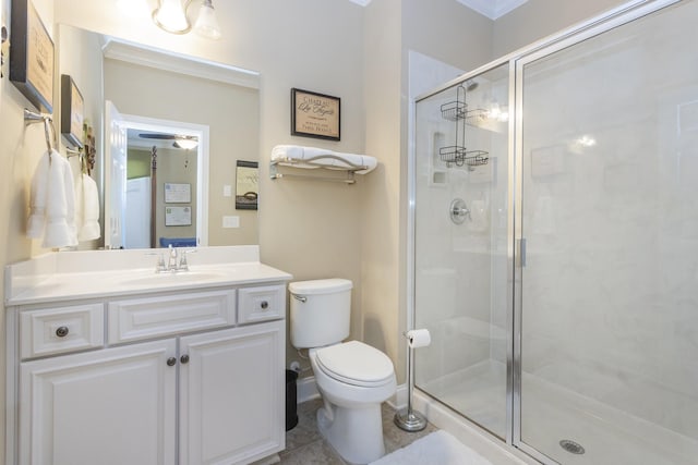 1414 Bernard Way, Franklin, TN 37067 - bathroom with a stall shower, toilet, vanity, and crown molding