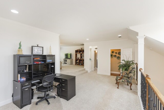 1414 Bernard Way, Franklin, TN 37067 - carpeted office with crown molding, baseboards, and recessed lighting