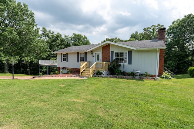 711 Hurricane Hill Dr, Waynesboro, TN 38485 - single story home featuring a chimney, a front lawn, and brick siding
