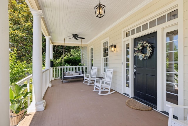 6795 Leipers Creek Rd, Columbia, TN 38401 - covered porch featuring a ceiling fan