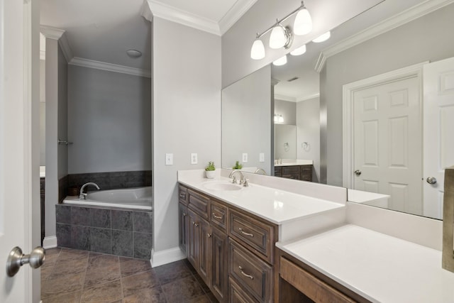 6795 Leipers Creek Rd, Columbia, TN 38401 - bathroom with vanity, a bath, ornamental molding, and baseboards
