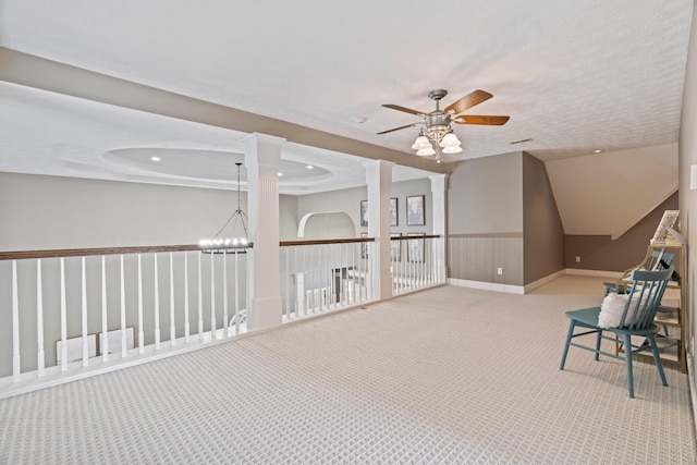 842 Shun Pike, Cottontown, TN 37048 - unfurnished room with carpet flooring, ceiling fan, a chandelier, baseboards, and recessed lighting
