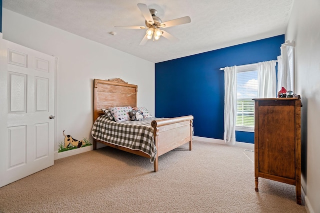 842 Shun Pike, Cottontown, TN 37048 - bedroom featuring carpet floors, baseboards, a ceiling fan, and a textured ceiling