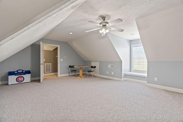 842 Shun Pike, Cottontown, TN 37048 - bonus room with carpet floors, vaulted ceiling, baseboards, a textured ceiling, and ceiling fan
