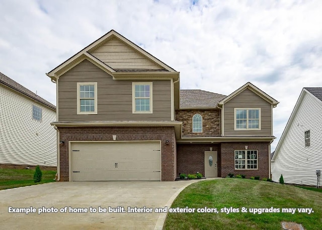660 Wespanee Way, Clarksville, TN 37042 - view of front of home featuring brick siding, a garage, concrete driveway, and a front lawn