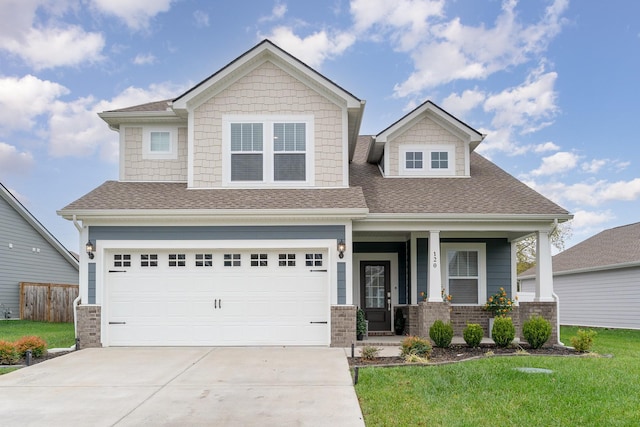 120 Ravens Crest Ave, Mount Juliet, TN 37122 - craftsman-style home with concrete driveway, an attached garage, covered porch, and roof with shingles
