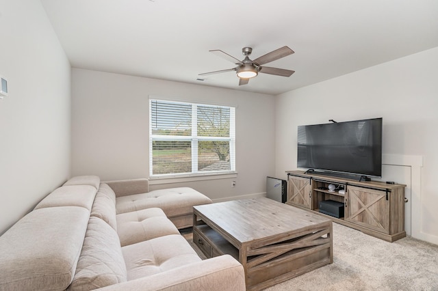 120 Ravens Crest Ave, Mount Juliet, TN 37122 - living room with a ceiling fan, carpet, and baseboards