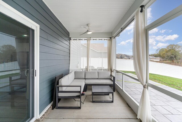 120 Ravens Crest Ave, Mount Juliet, TN 37122 - sunroom with a ceiling fan, an outdoor hangout area, and plenty of natural light