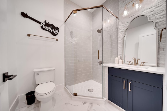 407 Hogans Branch Rd, Goodlettsville, TN 37072 - full bath with vanity, marble look tiles, a stall shower, and toilet