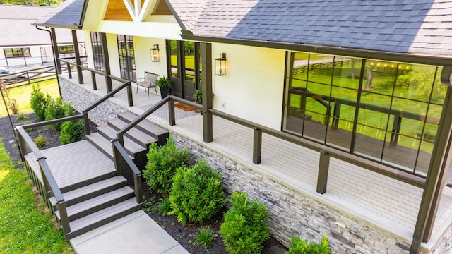 407 Hogans Branch Rd, Goodlettsville, TN 37072 - doorway to property with stone siding and a shingled roof