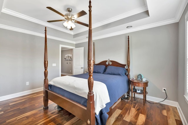 4717 Lunns Store Rd, Chapel Hill, TN 37034 - bedroom featuring wood finished floors, baseboards, a raised ceiling, ornamental molding, and ceiling fan