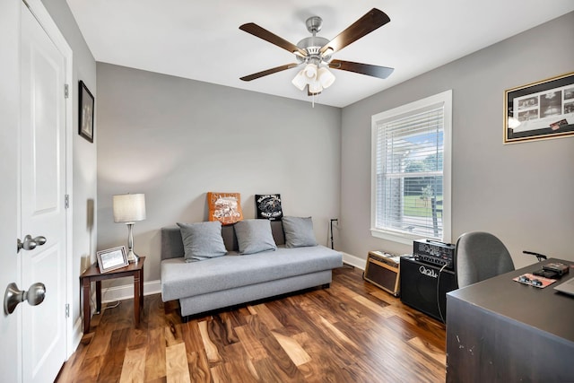 4717 Lunns Store Rd, Chapel Hill, TN 37034 - home office with wood finished floors, ceiling fan, and baseboards