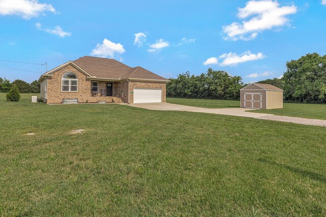 4717 Lunns Store Rd, Chapel Hill, TN 37034 - ranch-style house featuring driveway, brick siding, a front yard, and an attached garage