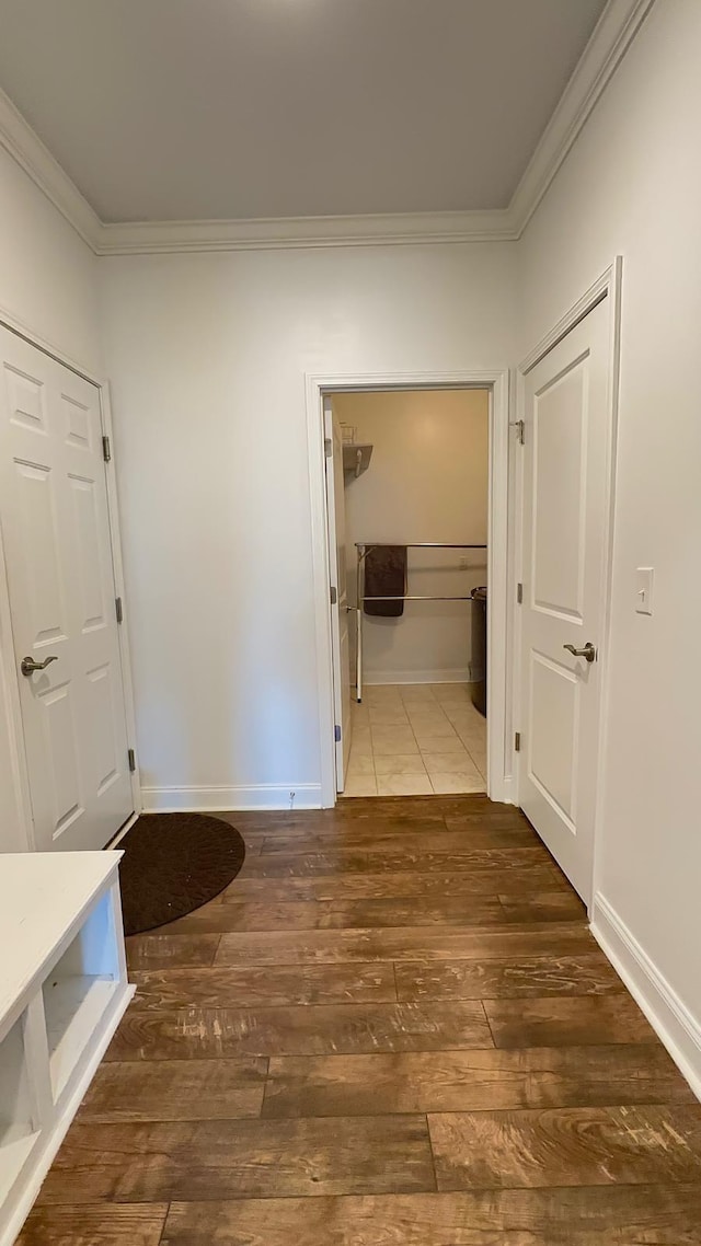 213 Rosemary Way, Mount Juliet, TN 37122 - hallway with ornamental molding, wood-type flooring, and baseboards