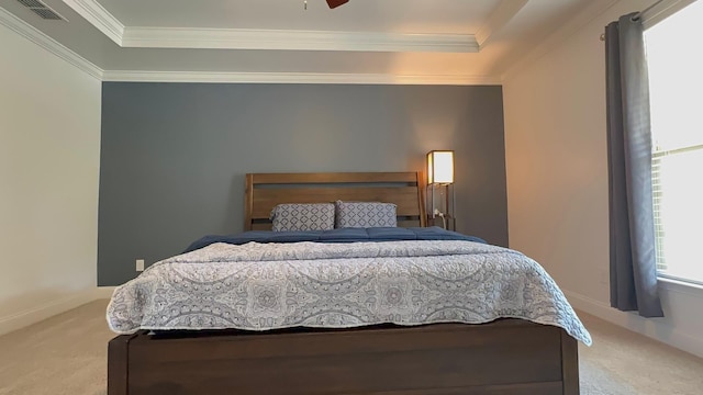 213 Rosemary Way, Mount Juliet, TN 37122 - bedroom with light colored carpet, a raised ceiling, ornamental molding, and baseboards