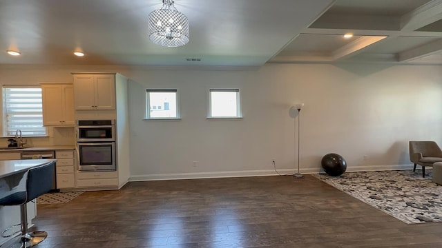 213 Rosemary Way, Mount Juliet, TN 37122 - kitchen featuring dark wood finished floors, a sink, light countertops, baseboards, and beamed ceiling