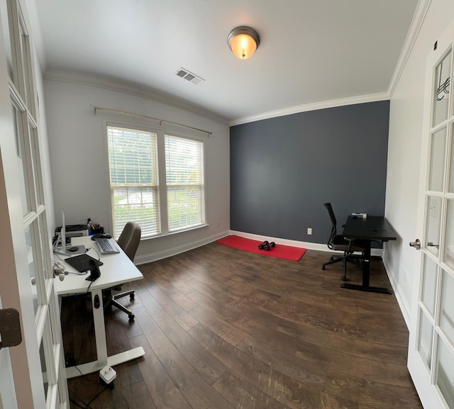 213 Rosemary Way, Mount Juliet, TN 37122 - home office featuring wood-type flooring, ornamental molding, and baseboards