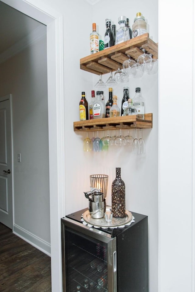 213 Rosemary Way, Mount Juliet, TN 37122 - indoor dry bar featuring dark wood-type flooring, crown molding, and baseboards