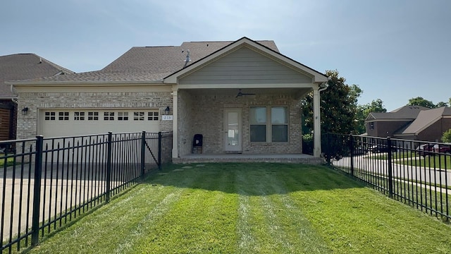213 Rosemary Way, Mount Juliet, TN 37122 - view of front of property with brick siding, a garage, ceiling fan, and driveway