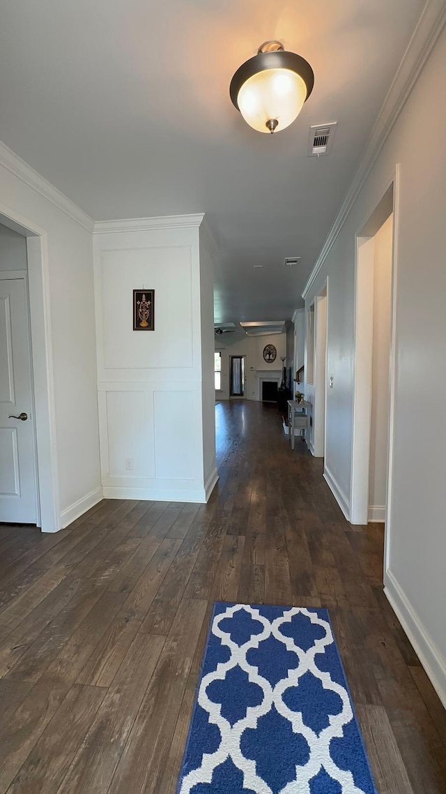 213 Rosemary Way, Mount Juliet, TN 37122 - hall featuring dark wood-style floors, crown molding, and baseboards