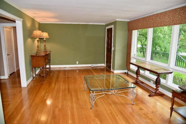 1314 Burton Valley Rd, Nashville, TN 37215 - living room featuring wood finished floors, baseboards, and ornamental molding