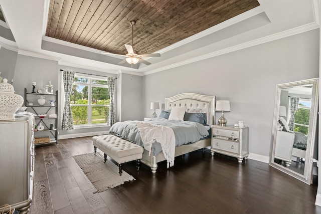 290 Academy Rd, Lebanon, TN 37087 - bedroom with a tray ceiling, multiple windows, dark wood finished floors, ornamental molding, and wooden ceiling