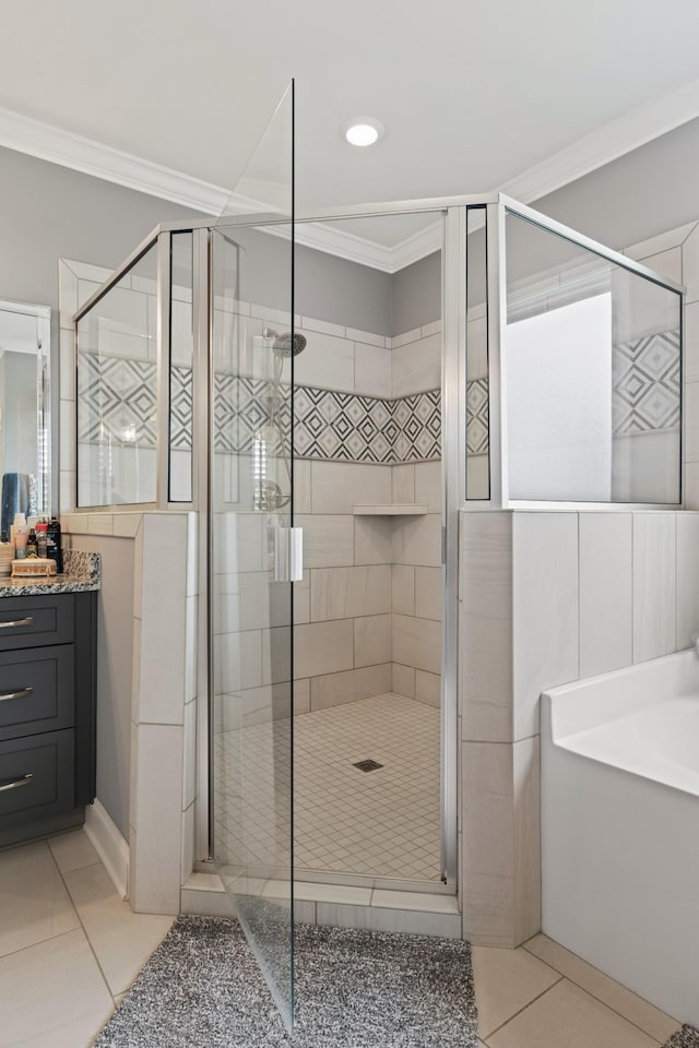 290 Academy Rd, Lebanon, TN 37087 - full bath with crown molding, tile patterned floors, vanity, and a stall shower