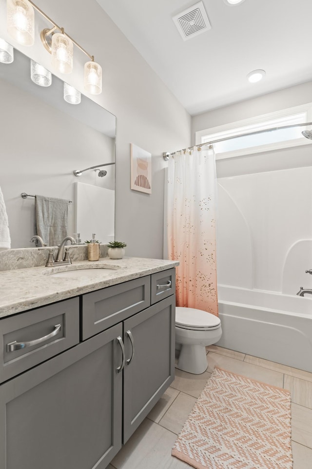 290 Academy Rd, Lebanon, TN 37087 - bathroom with vanity, shower / tub combo with curtain, toilet, and tile patterned flooring