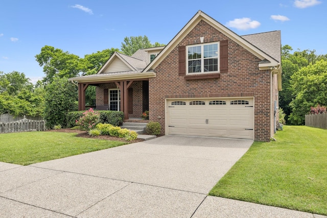 2090 Lequire Ln, Spring Hill, TN 37174 - view of front of home with concrete driveway, brick siding, an attached garage, a porch, and a shingled roof