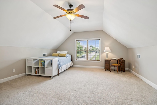 2090 Lequire Ln, Spring Hill, TN 37174 - bedroom with carpet flooring, a ceiling fan, lofted ceiling, and baseboards