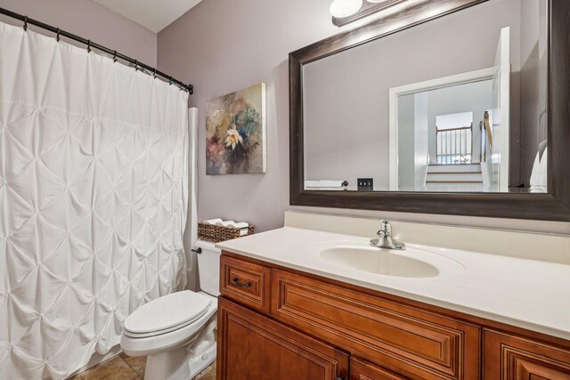 2090 Lequire Ln, Spring Hill, TN 37174 - full bathroom featuring vanity, toilet, tile patterned floors, and a shower with shower curtain