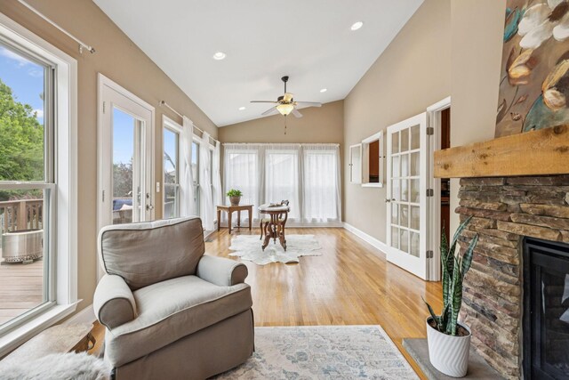 2090 Lequire Ln, Spring Hill, TN 37174 - sunroom / solarium with french doors, lofted ceiling, wood finished floors, recessed lighting, and baseboards