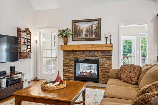 2090 Lequire Ln, Spring Hill, TN 37174 - living area featuring a fireplace and wood finished floors