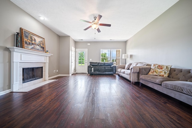 1426 Alamo Ave, Murfreesboro, TN 37129 - living area featuring a ceiling fan, hardwood / wood-style flooring, a premium fireplace, and baseboards