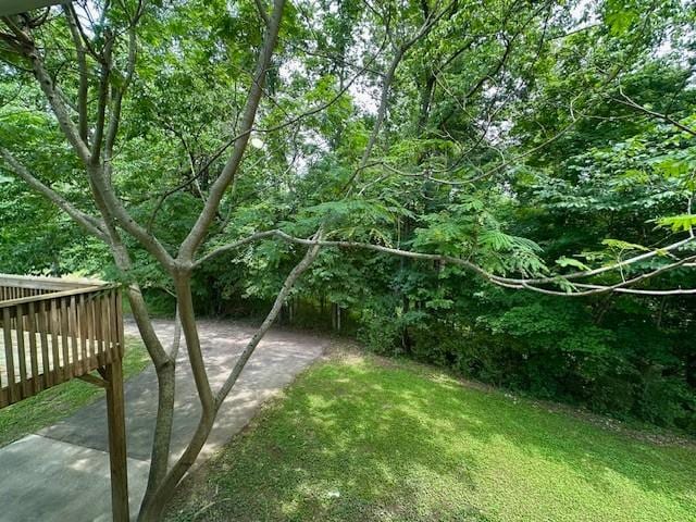 807 Poplar Dr, Centerville, TN 37033 - view of green lawn featuring a wooden deck and a patio