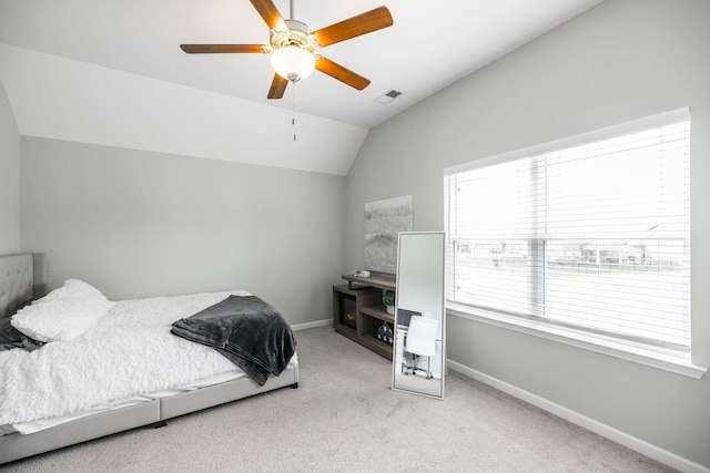 1110 Colonel Reuben Searcy Ct, Murfreesboro, TN 37129 - bedroom featuring carpet, baseboards, vaulted ceiling, and ceiling fan