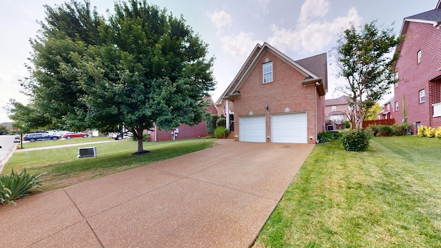 4015 Sleepyhollow Way, Mount Juliet, TN 37122 - view of side of home featuring brick siding, a garage, concrete driveway, and a lawn