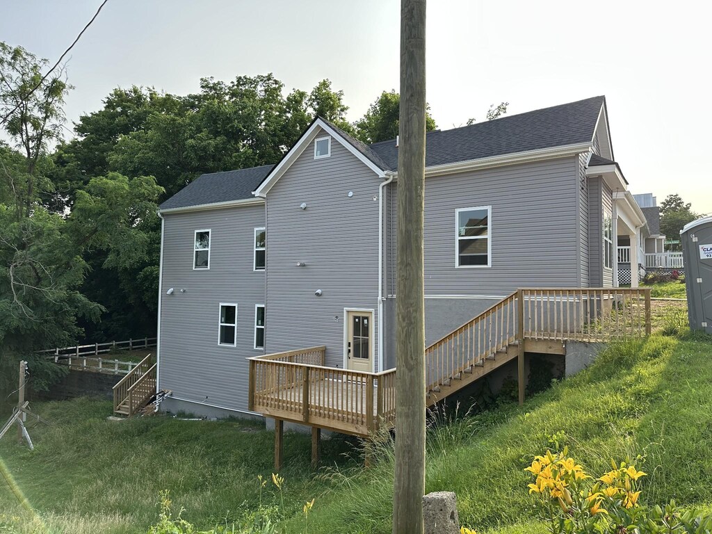 120 Union St, Clarksville, TN 37040 - rear view of house featuring a wooden deck and stairs