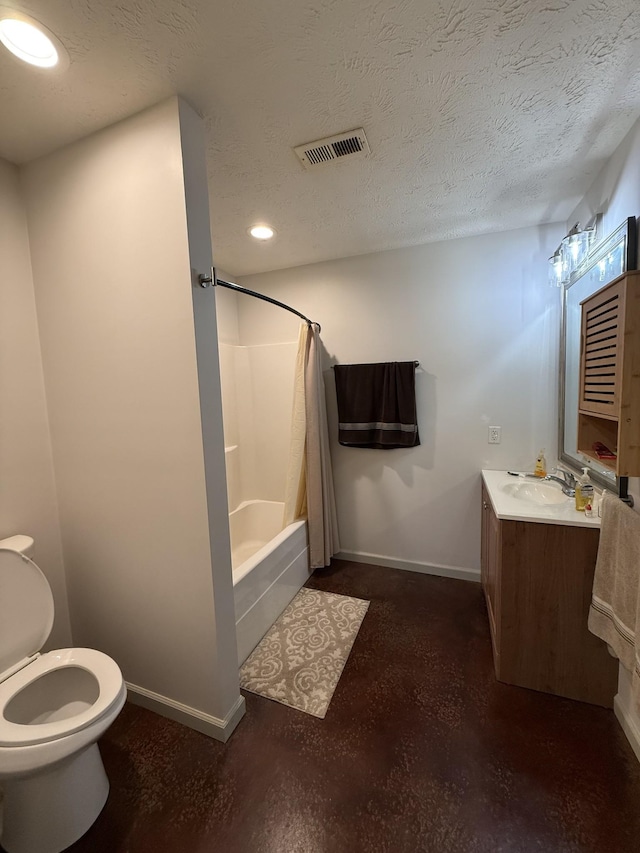 285 Shrum Ln, Lafayette, TN 37083 - full bath with baseboards, vanity, toilet, concrete flooring, and shower / bath combination with curtain