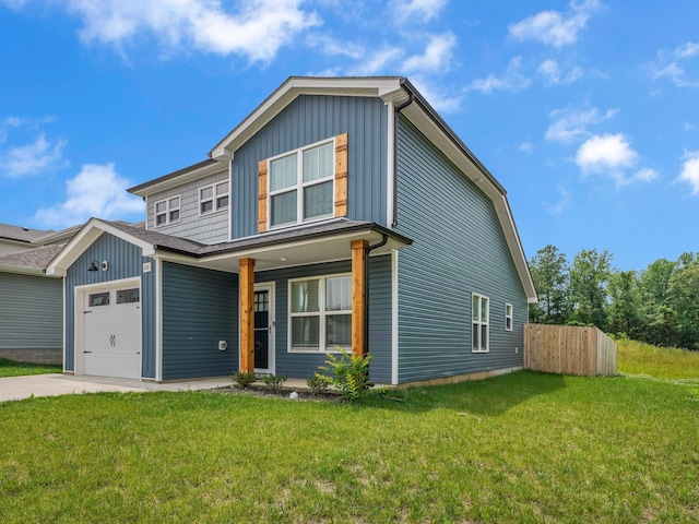 201 Quarry Overlook Way, Clarksville, TN 37043 - view of front facade with an attached garage, board and batten siding, concrete driveway, and a porch