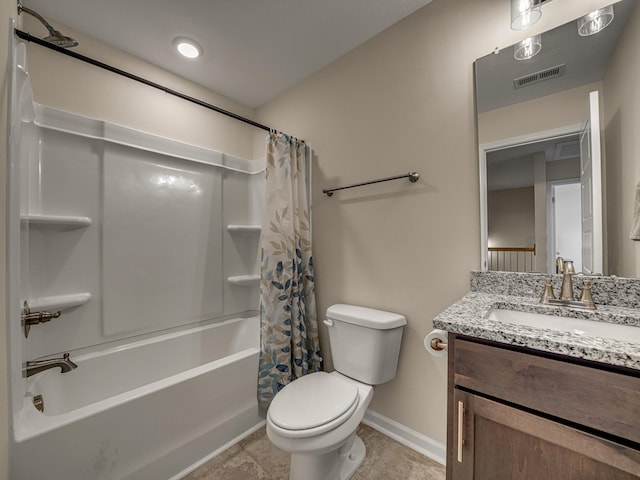 201 Quarry Overlook Way, Clarksville, TN 37043 - full bathroom with vanity, shower / tub combo, toilet, baseboards, and tile patterned flooring